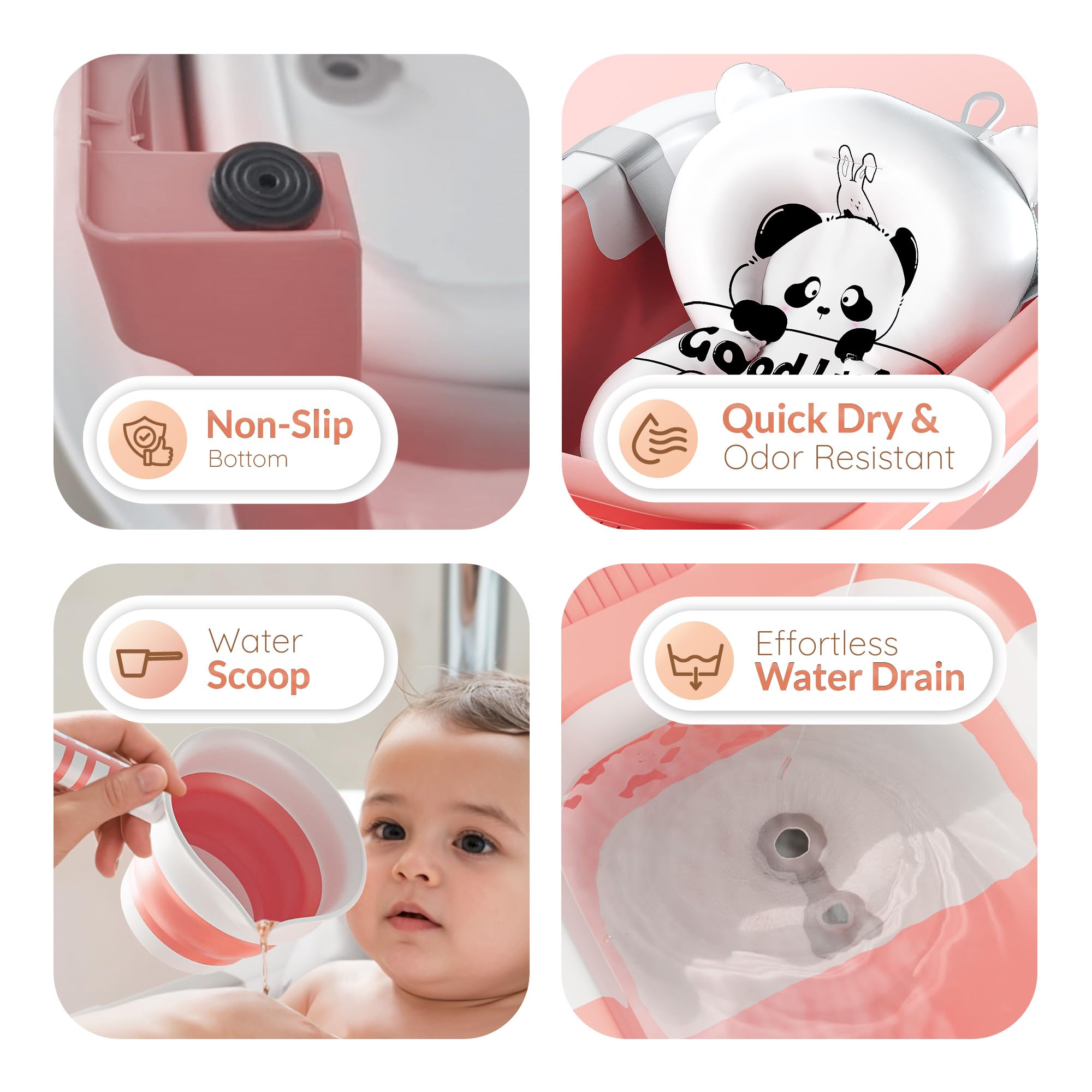 Joffi Baby collapsible tub featuring a scoop for easy handling