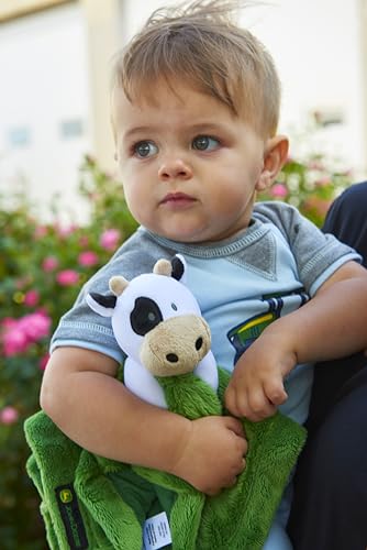 John Deere green blanket close-up highlights durable stitching for lasting baby comfort