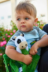 John Deere green blanket close-up highlights durable stitching for lasting baby comfort