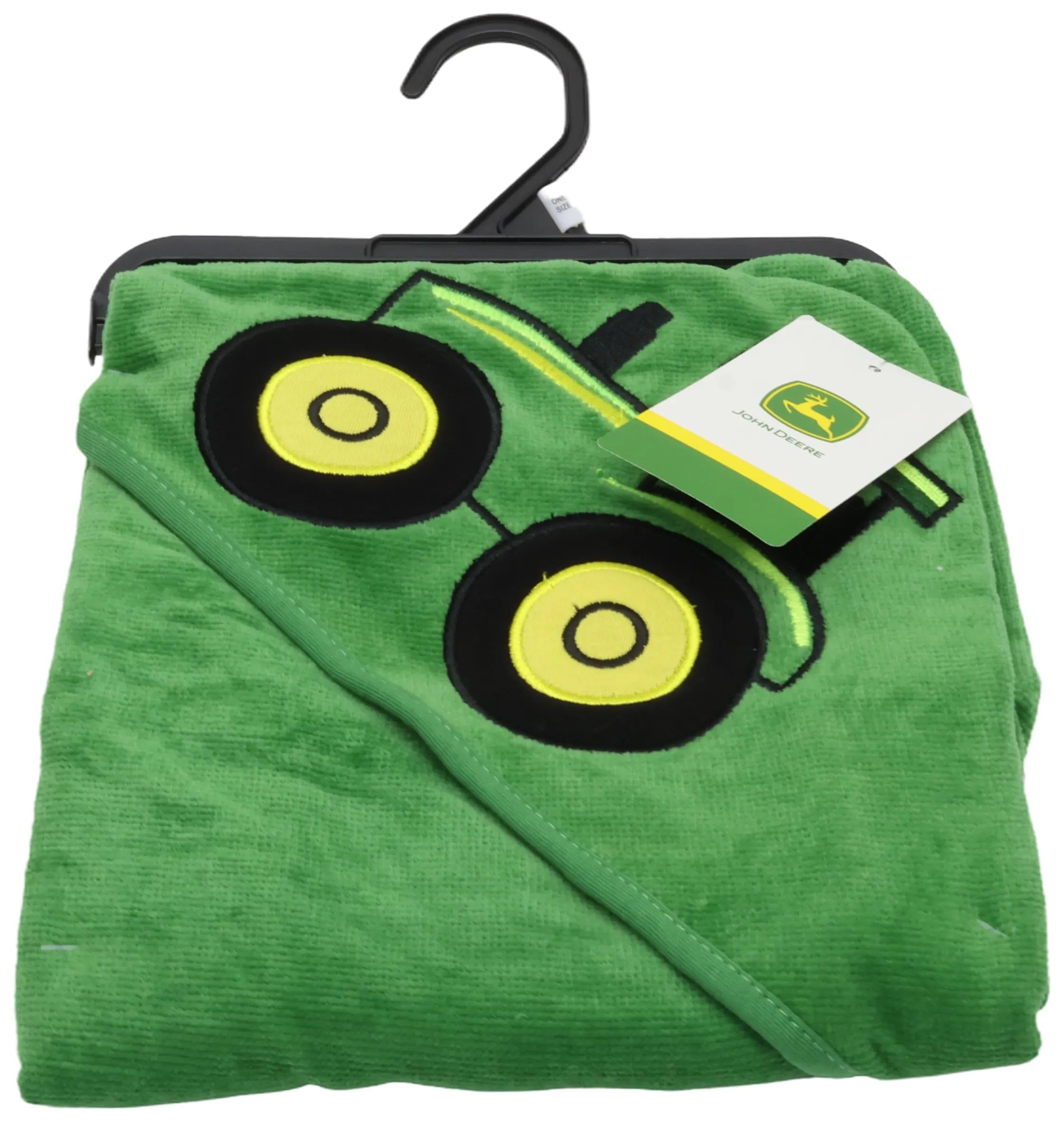 John Deere infant towel in use after bath to pat dry and keep warm