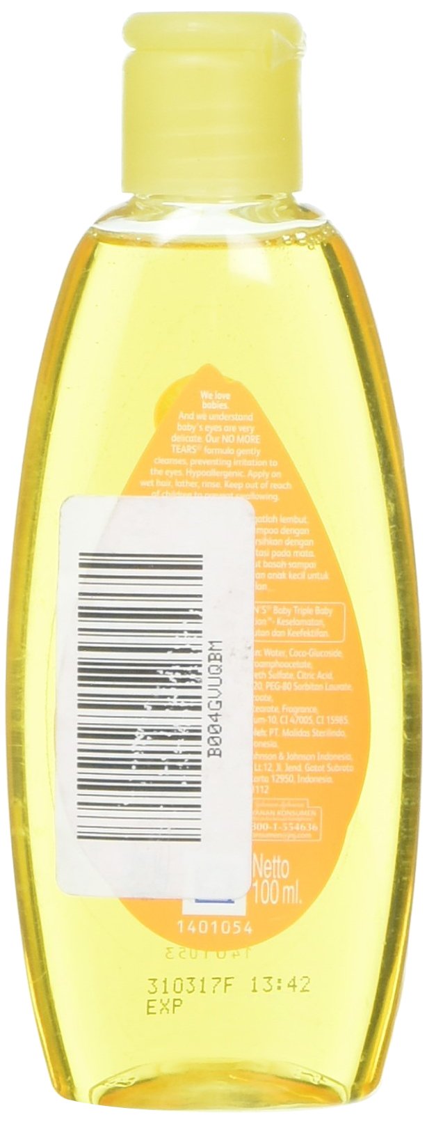 Johnson & Johnson Baby Shampoo 100 ml back label shows easy rinse feature