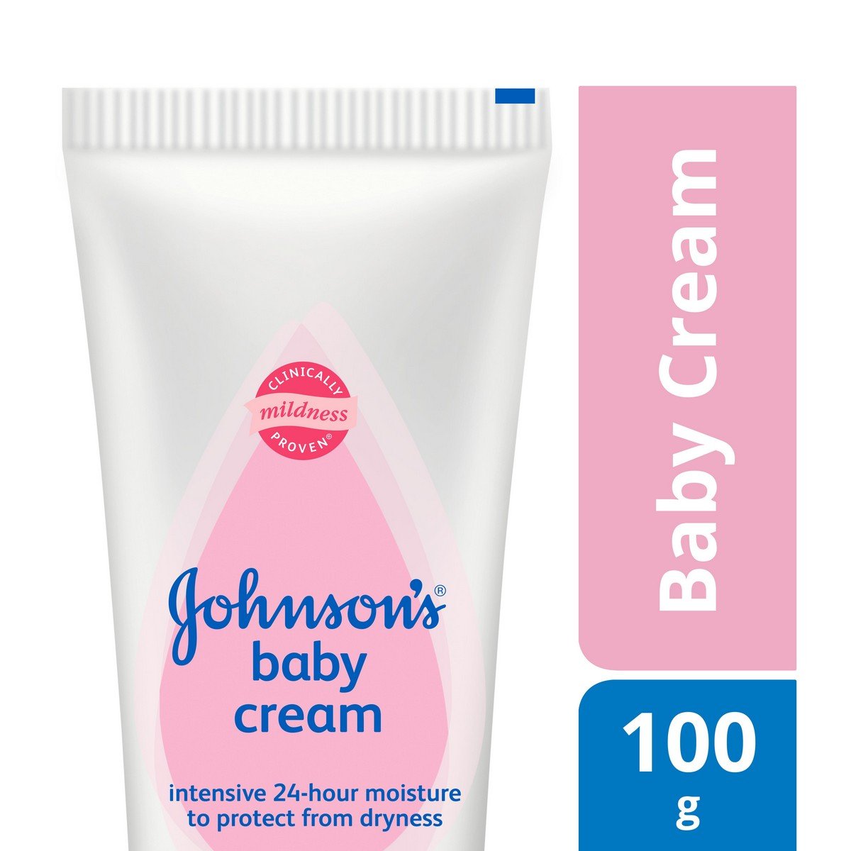 Johnson's Baby Cream on a chapped cheek demonstrating soothing relief.