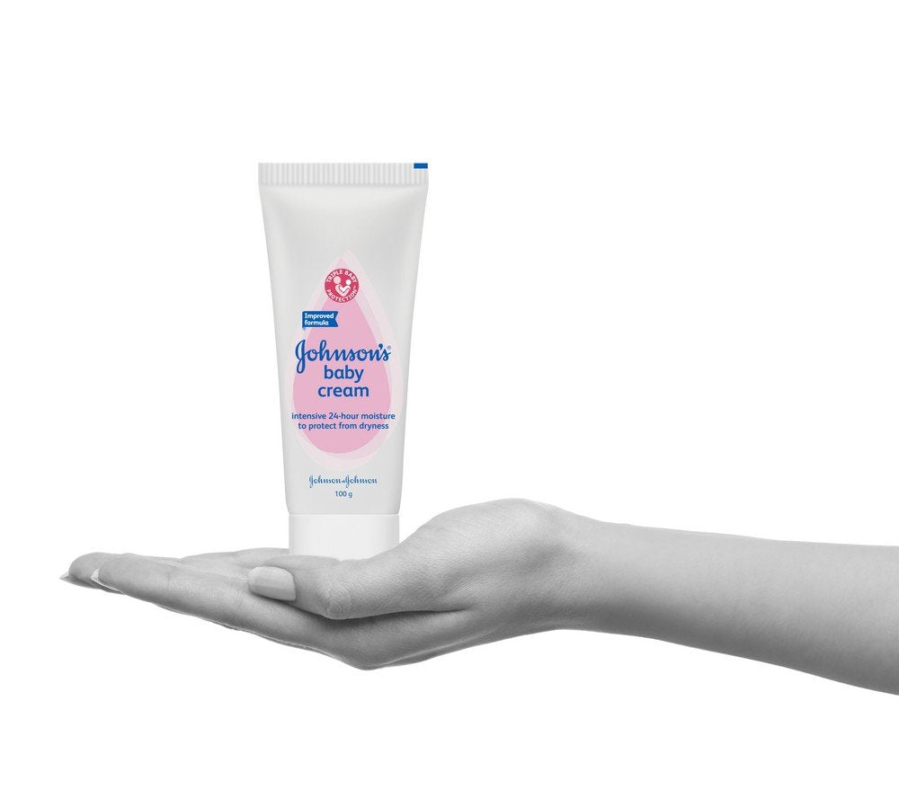 Johnson's Baby Cream expiry date information shown on packaging.