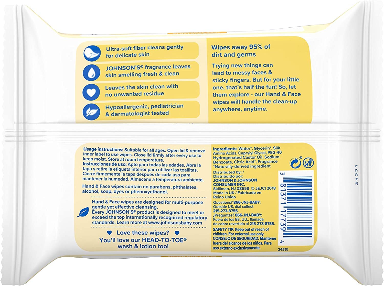 Using Johnson's wipes on tiny hands and cheeks during a messy meal.