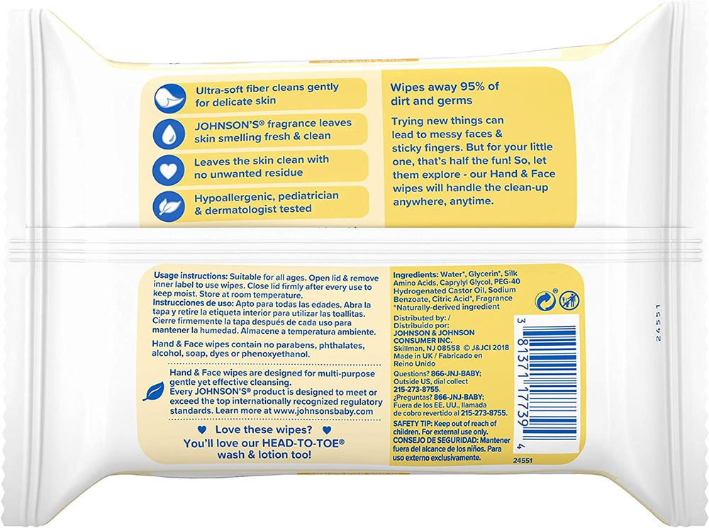 Using Johnson's wipes on tiny hands and cheeks during a messy meal.