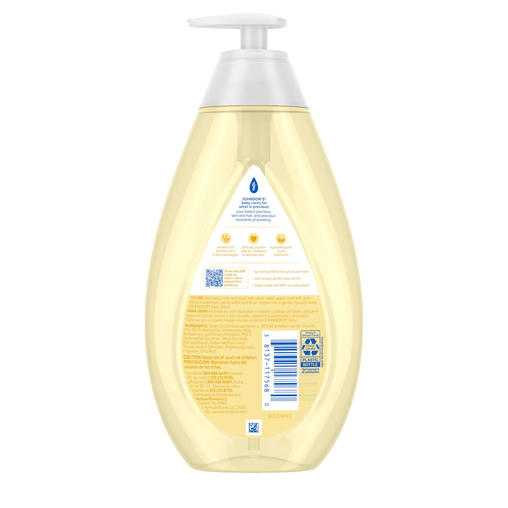 Gentle cleansing for delicate skin and hair during bath time with Johnson's Baby.