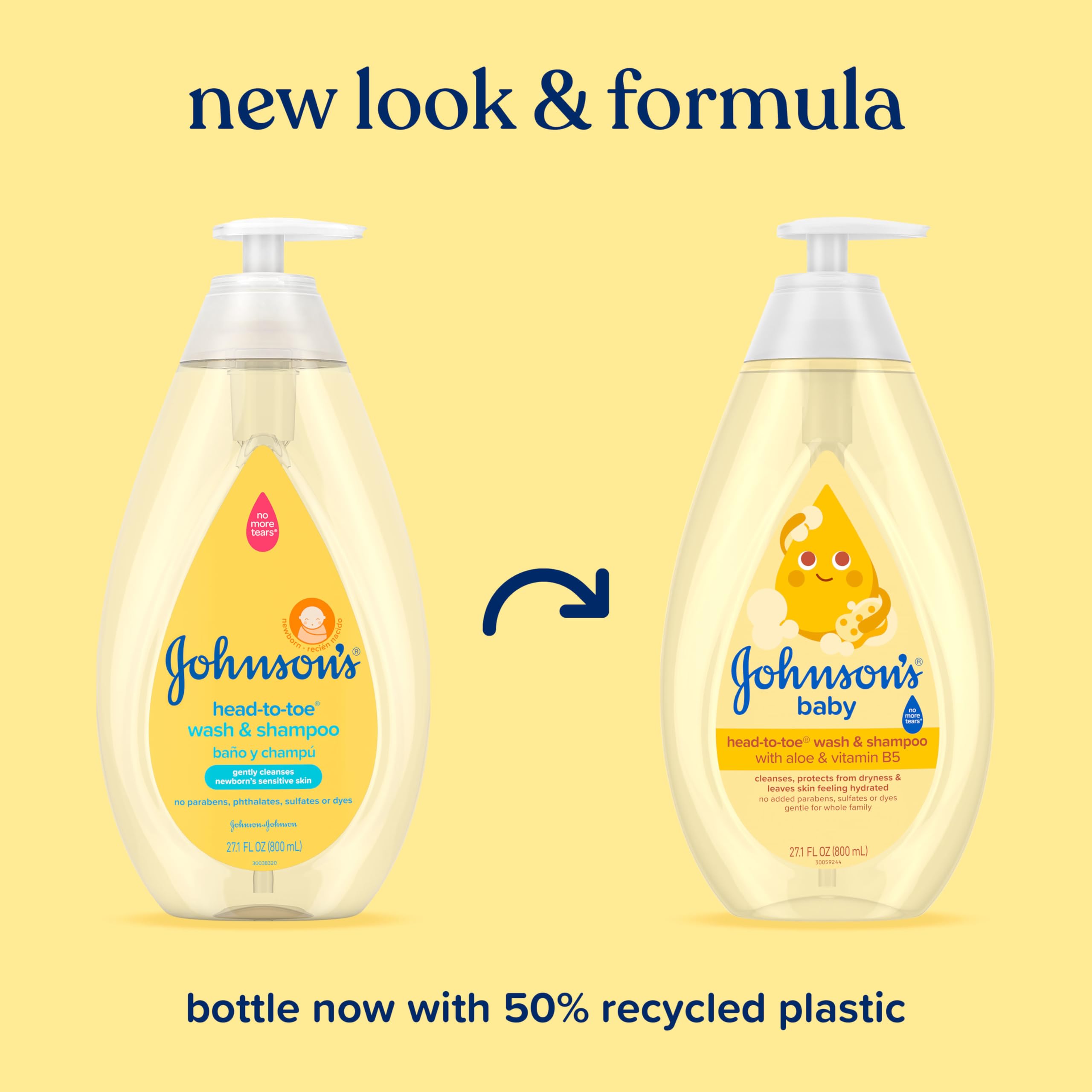 Johnson's Baby tear-free formula shown as foam to ease bath time.