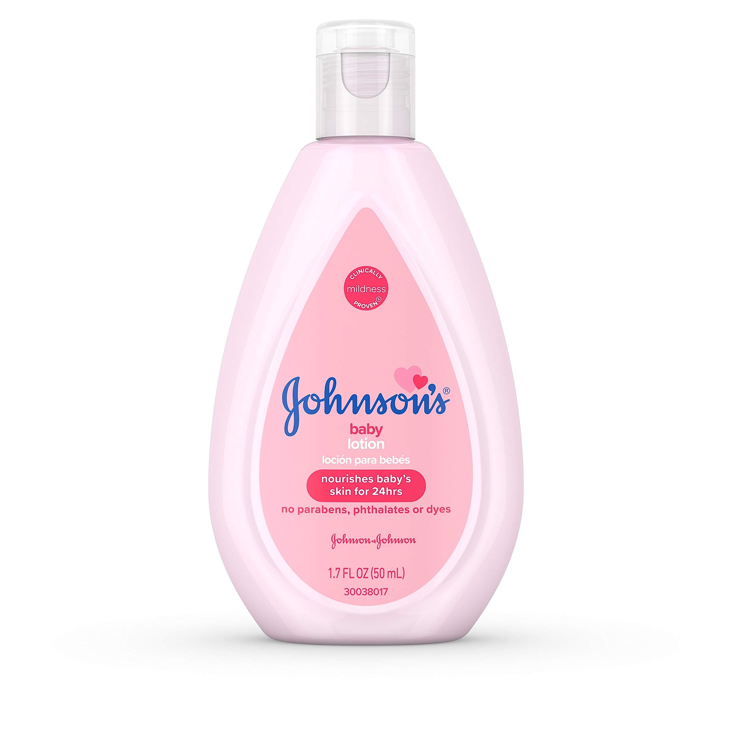 Johnson's Baby Lotion coconut oil bottle front view for everyday moisturization.