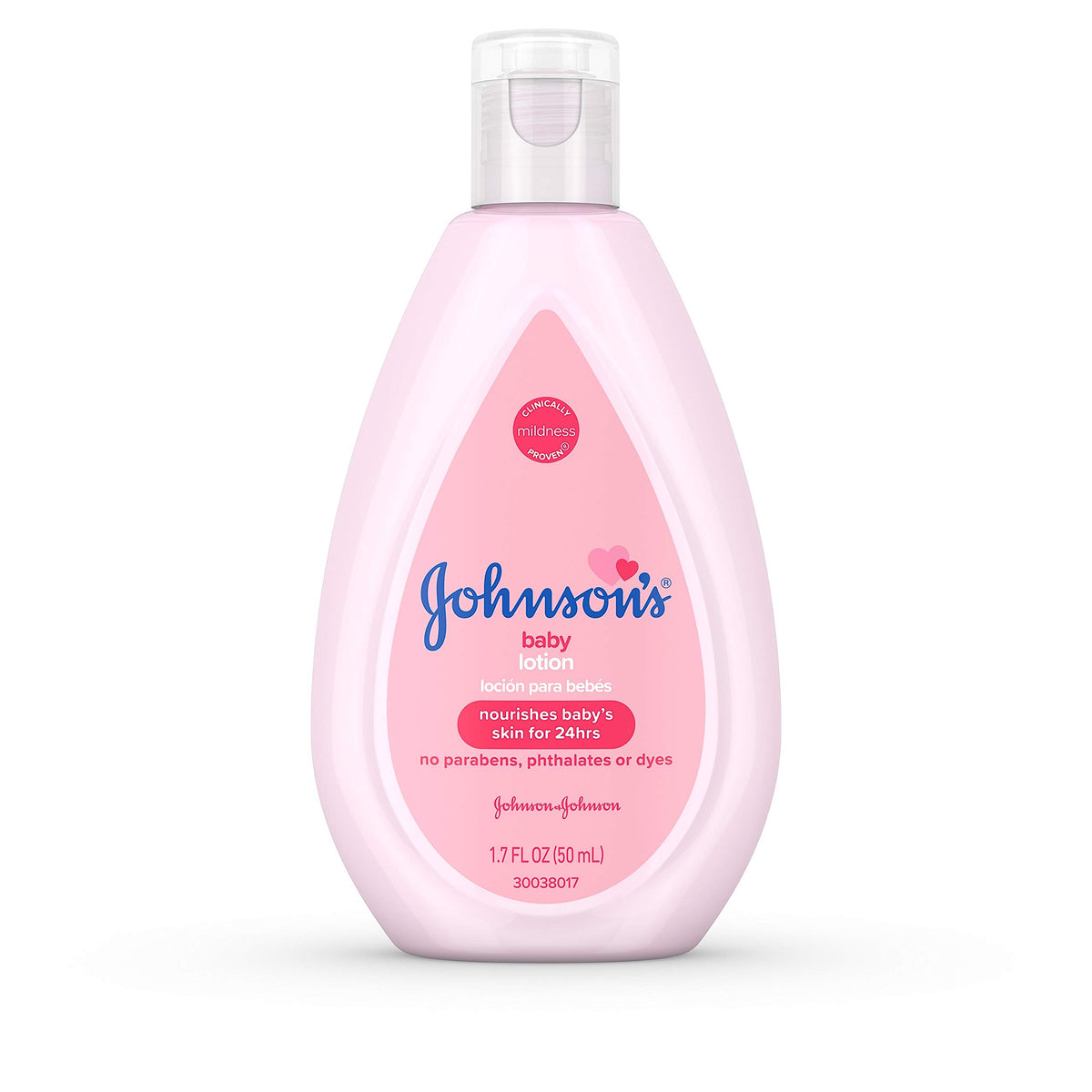 Johnson's Baby Lotion coconut oil bottle front view for everyday moisturization.