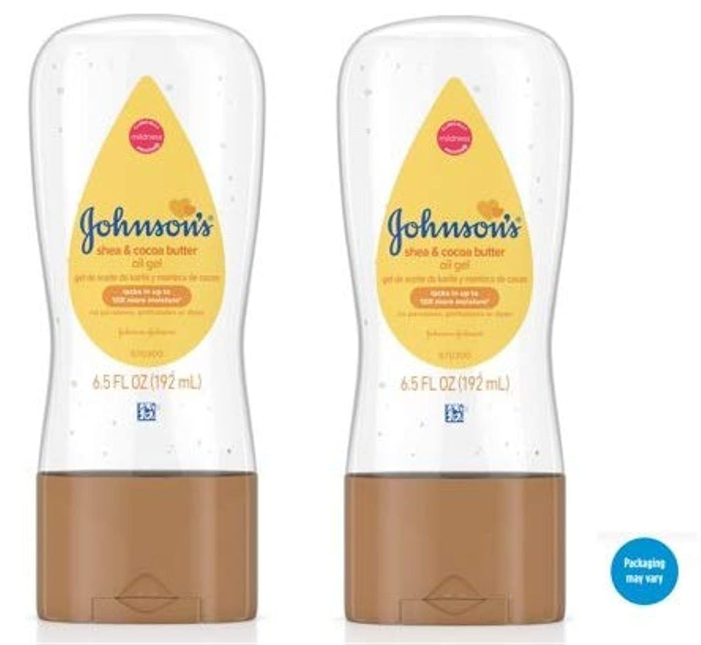 Johnson's Baby Oil Gel 2-pack front view for smooth skin hydration