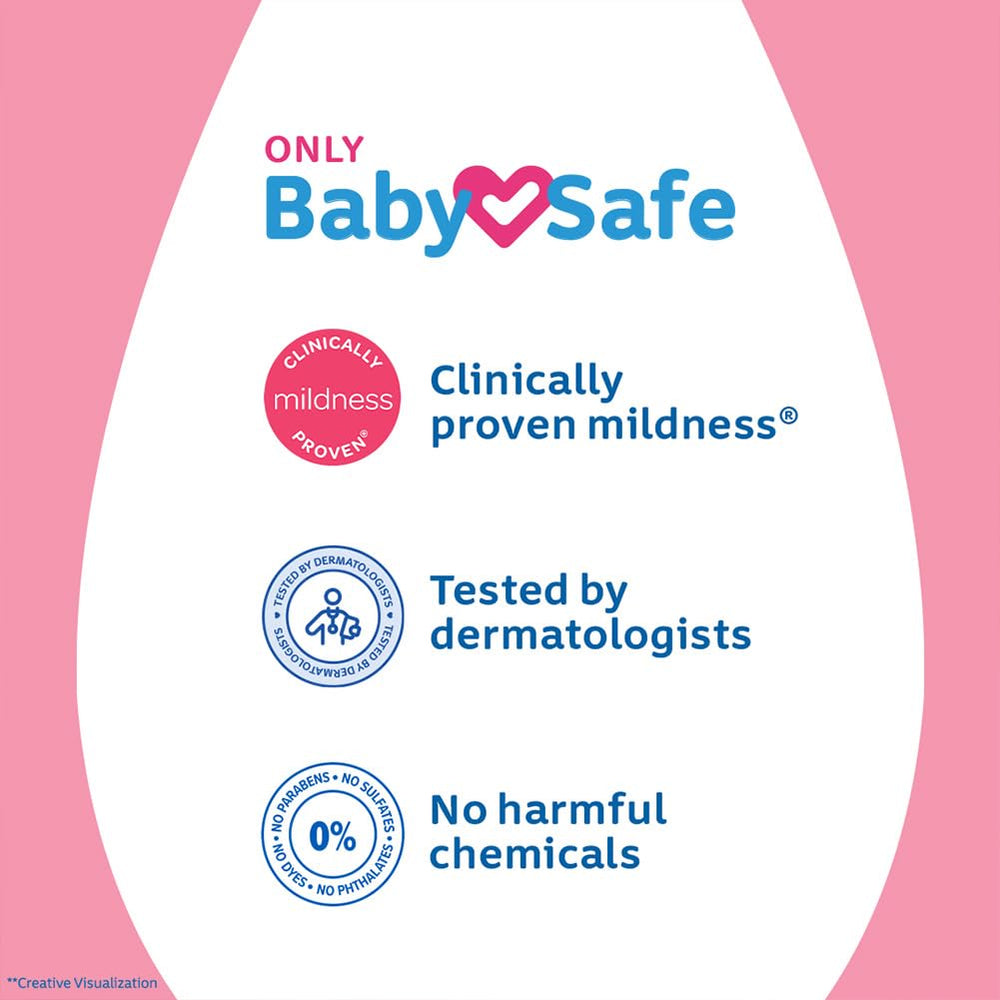 Johnson's Baby Oil applied on hands demonstrates smooth-glide for quick moisturizing.