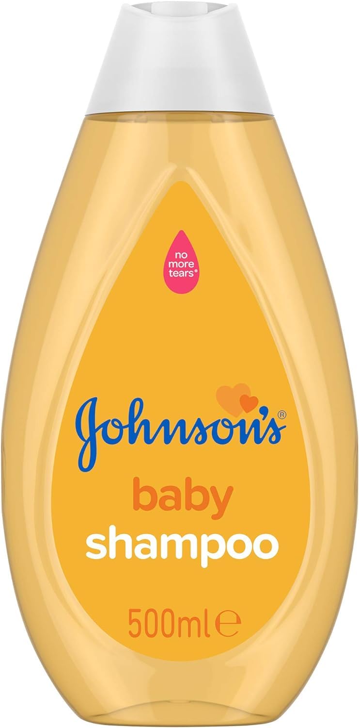 Johnson's Baby Shampoo in a bathroom setup for routines.