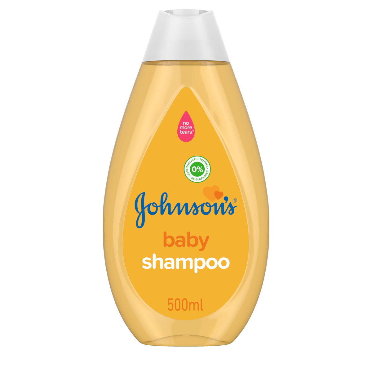 Johnson's Baby Shampoo Regular 500ml bottle front view for gentle daily cleansing.