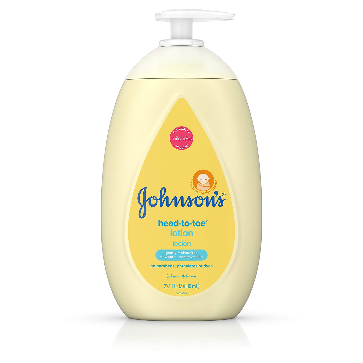 Johnson's Head-to-Toe lotion bottle front for gentle hydration of baby skin.