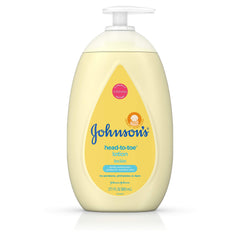 Johnson's Head-to-Toe lotion bottle front for gentle hydration of baby skin.