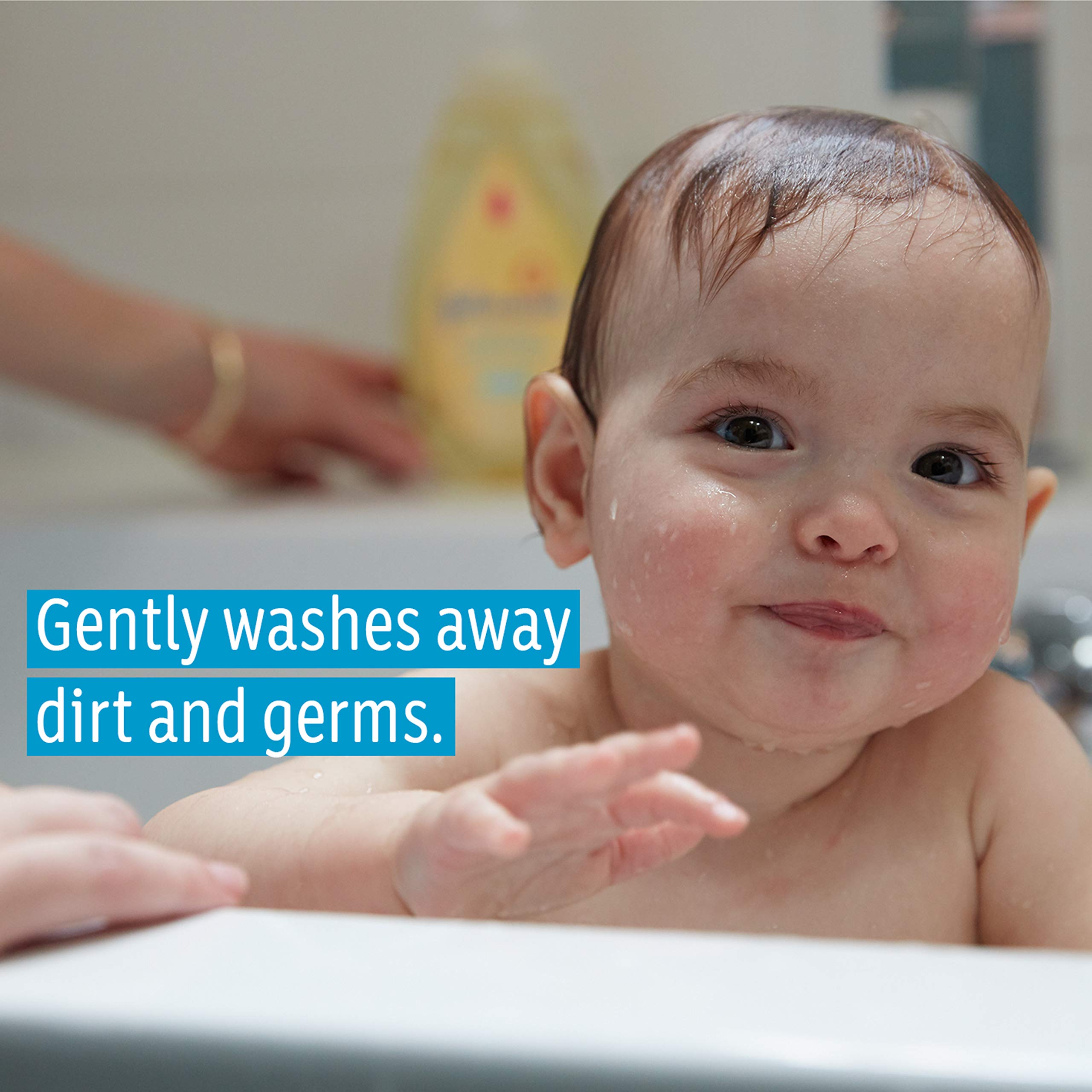 Johnson's Head-To-Toe in warm water – gentle bonding during bath.