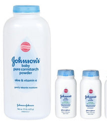 Johnson's Pure Cornstarch travel-size powder pack for on-the-go freshness and moisture control.