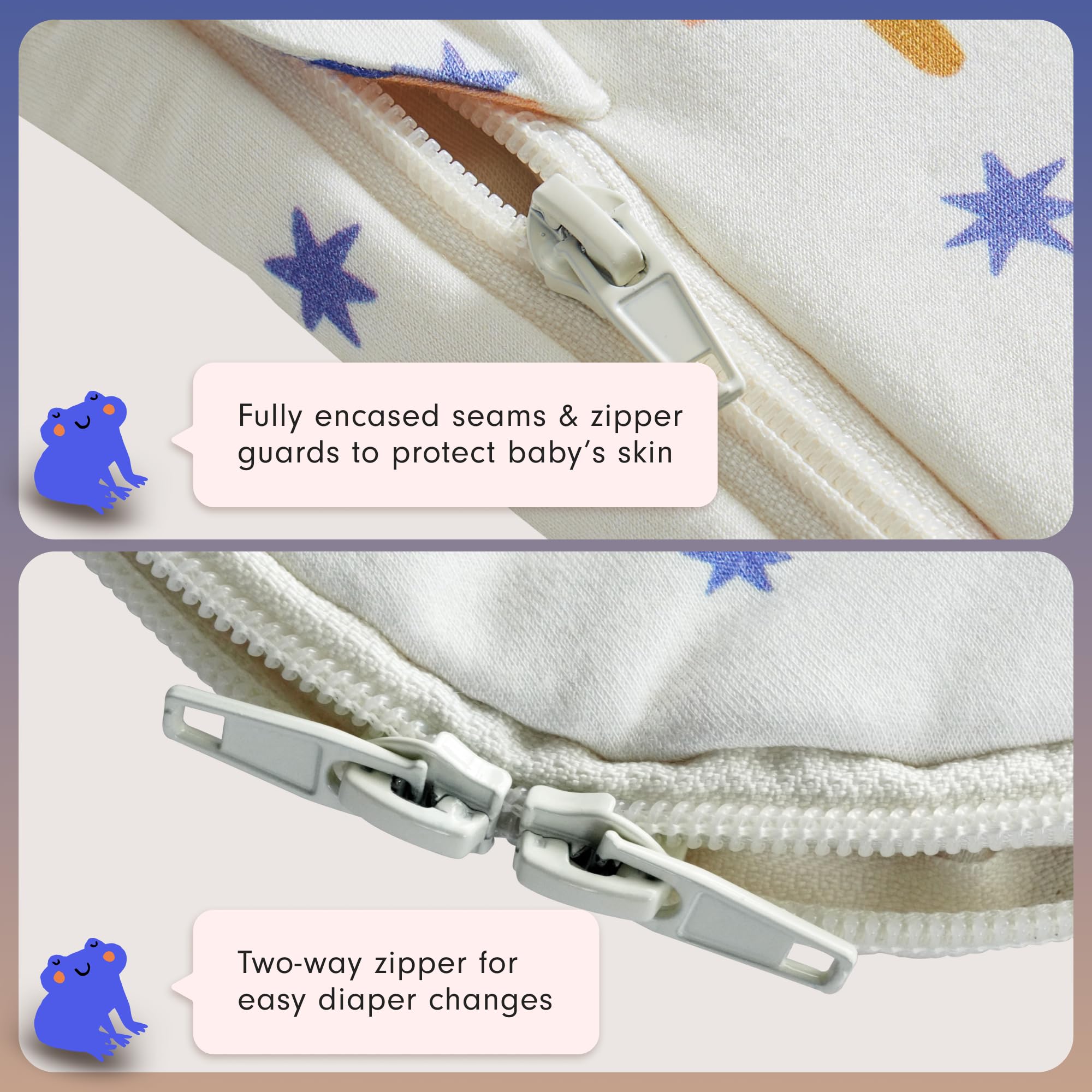 JOI wearable blanket with two-way zipper for quick changes