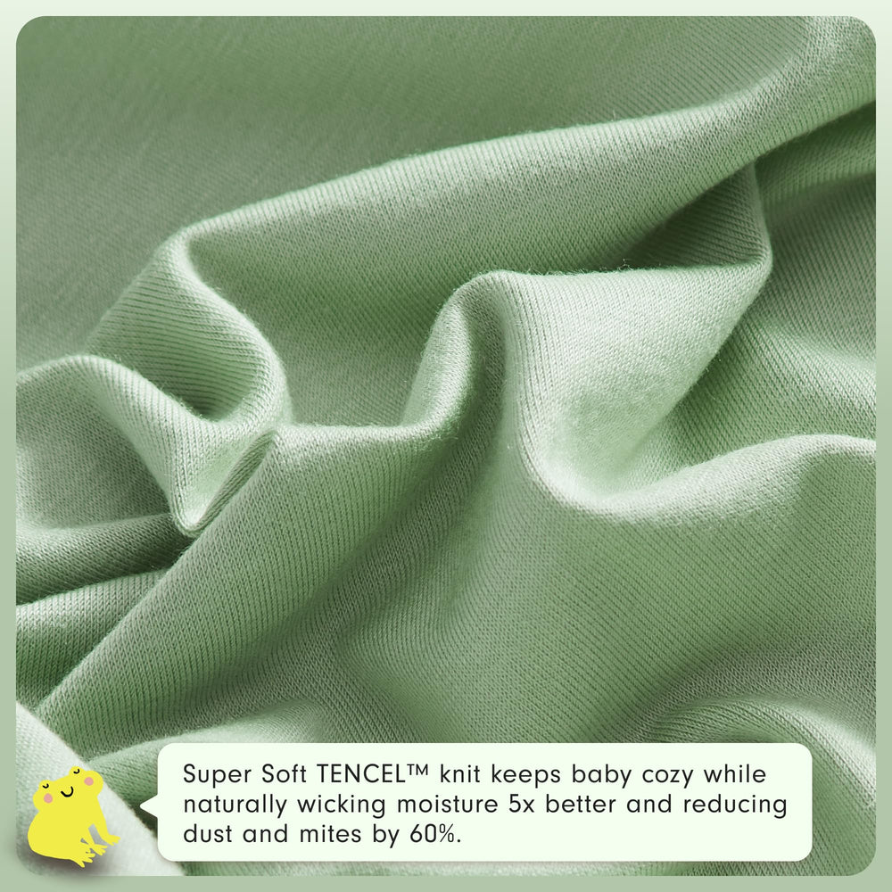 JOI sage sleep sack with CLIMA regulation for year-round balance.