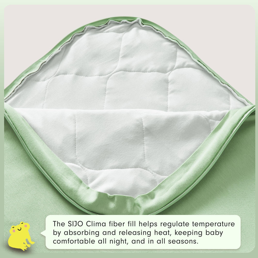 JOI sleep sack featuring a two-way zipper for quick changes.
