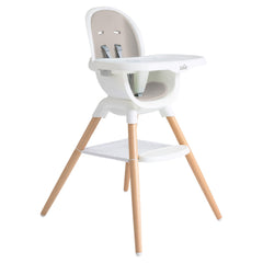 Joie Chai highchair with sturdy wooden legs for stable meals.