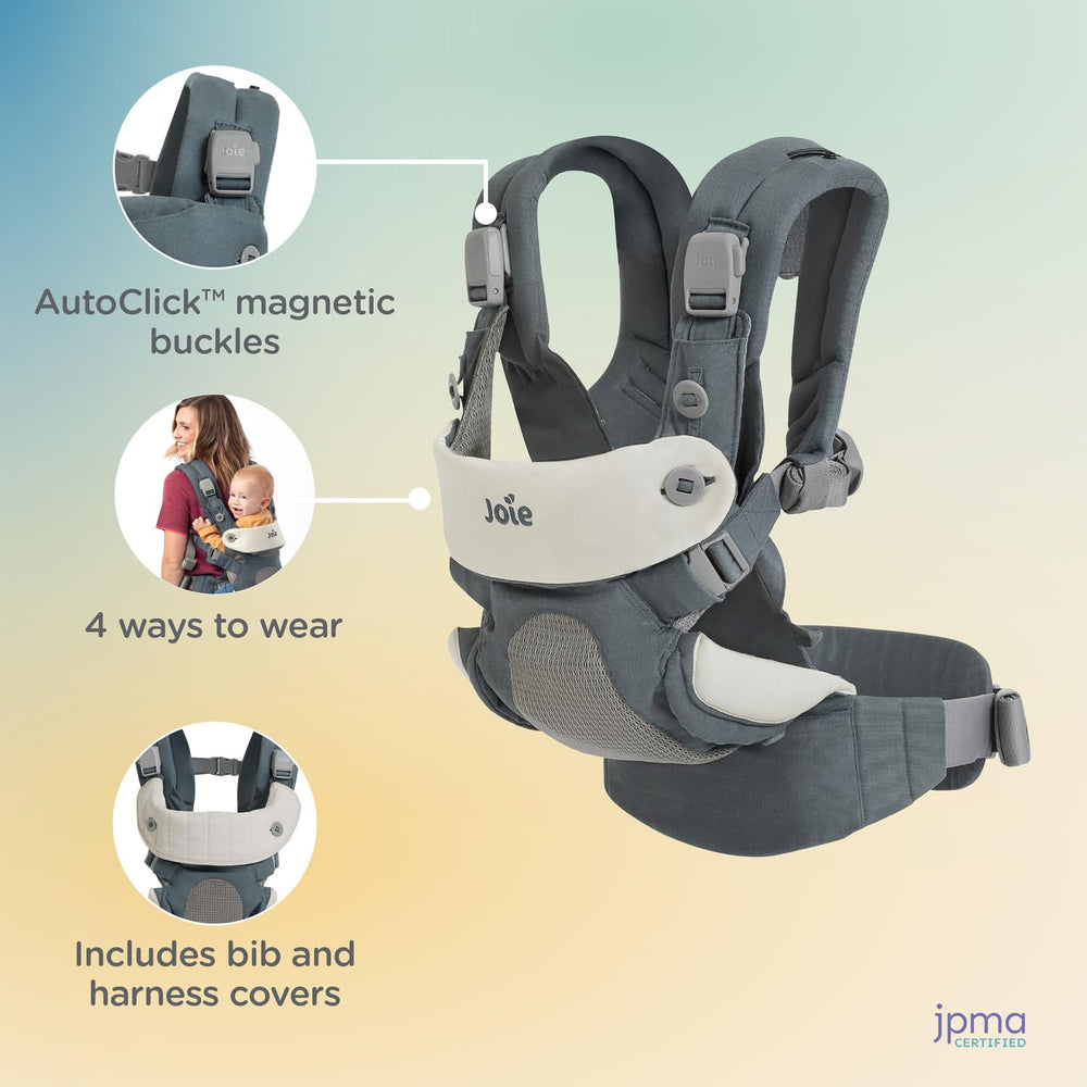 Joie Savvy padded shoulder straps reduce fatigue during extended wear.