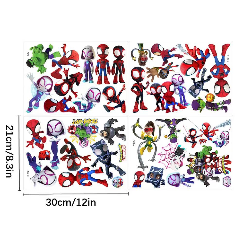 Joi-Fun Spideyman stickers in varied sizes fit any wall or surface for decorating.