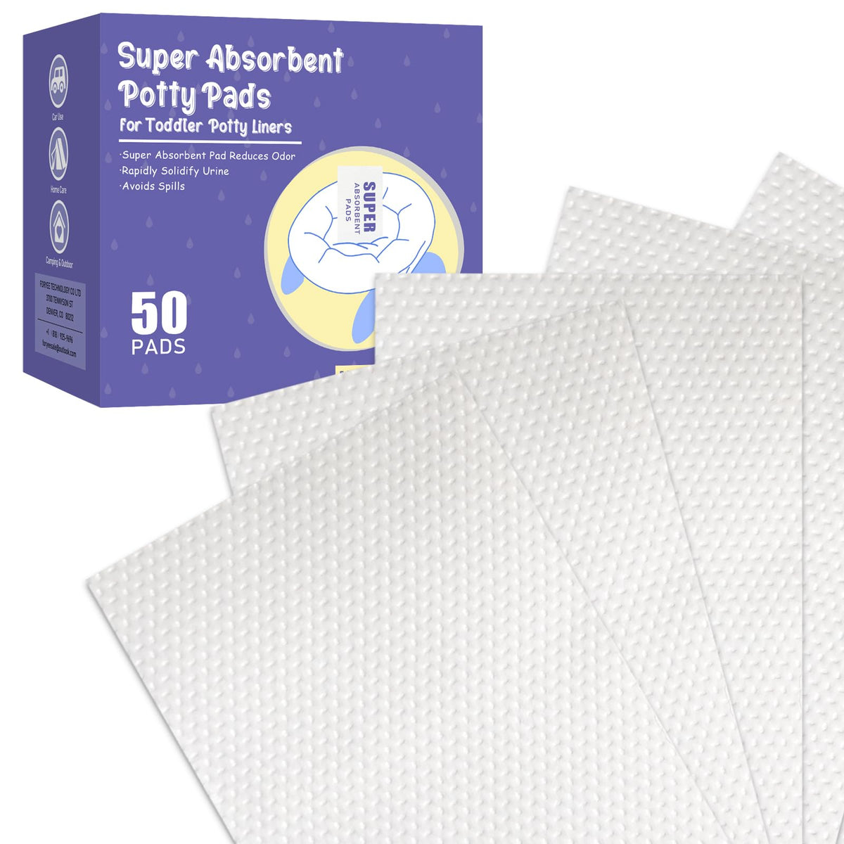 JOJHDR potty pad compact absorbent for on-the-go use, prevents leaks and mess.