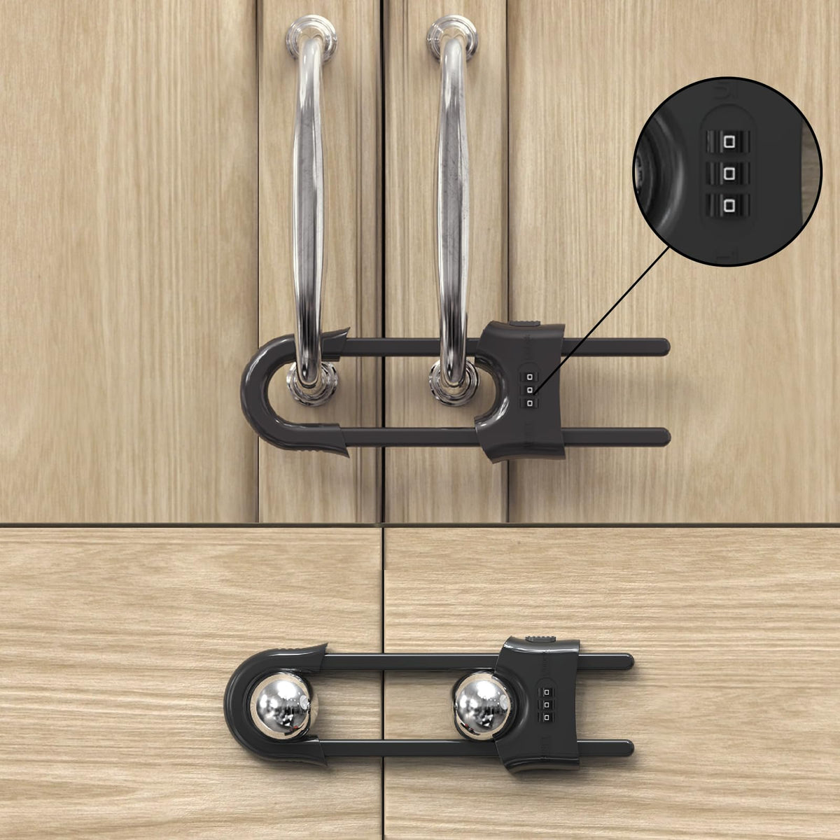 Jola's House 4pack sliding cabinet locks protect curious toddlers from cabinets.
