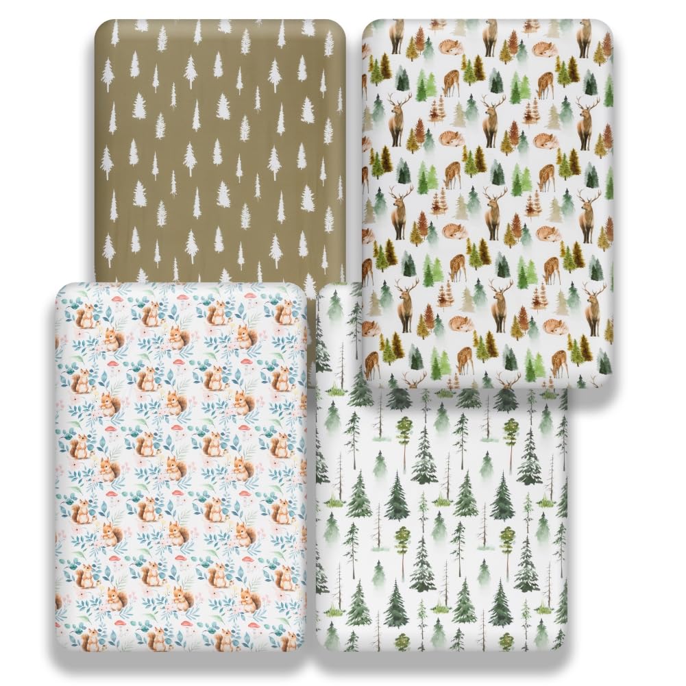 Jola's House forest animals crib sheet with forest motif and easy care.