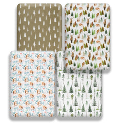 Jola's House forest animals crib sheet with forest motif and easy care.