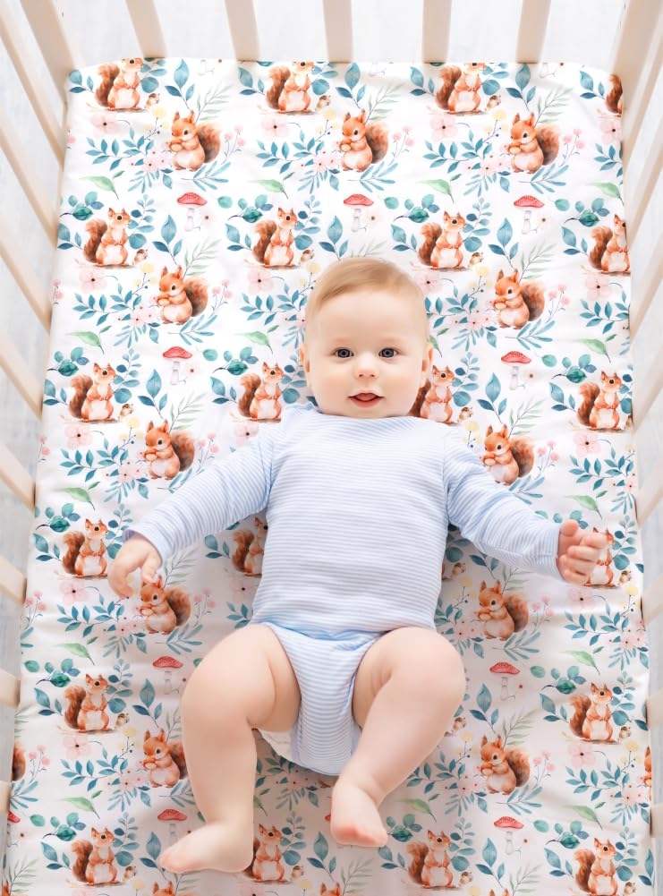Jola's House four-pack woodland crib sheets for quick changes.