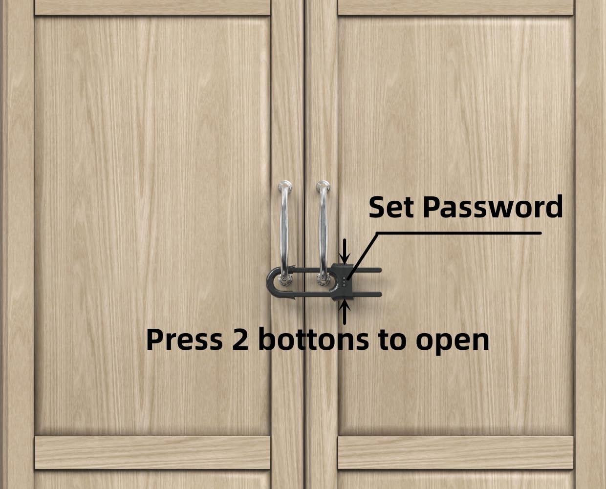 Jola's House U-shaped sliding lock securing drawers and cupboards.