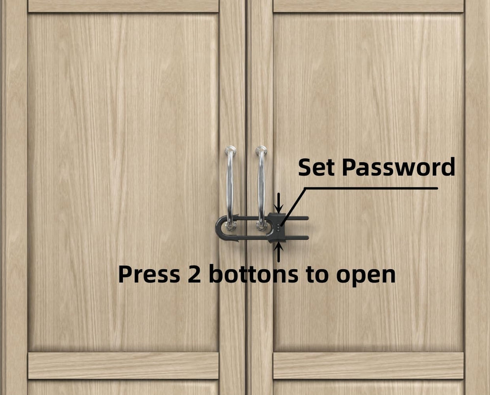 Jola's House U-shaped sliding lock securing drawers and cupboards.