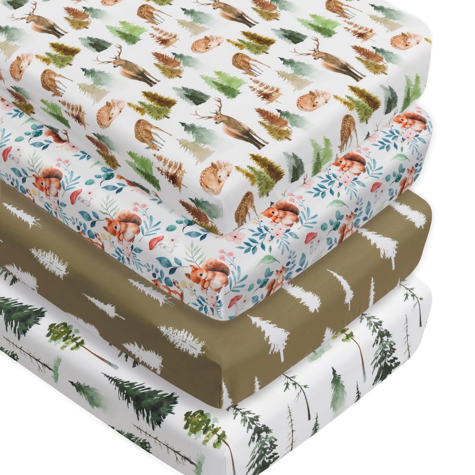 Jola's House woodland forest cartoon fox crib sheet in soft, breathable fabric.