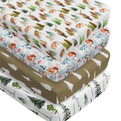 Jola's House woodland forest cartoon fox crib sheet in soft, breathable fabric.