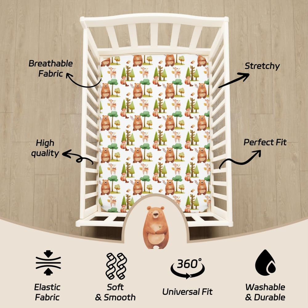 Jola's House woodsy print sheets stay bright after washes.