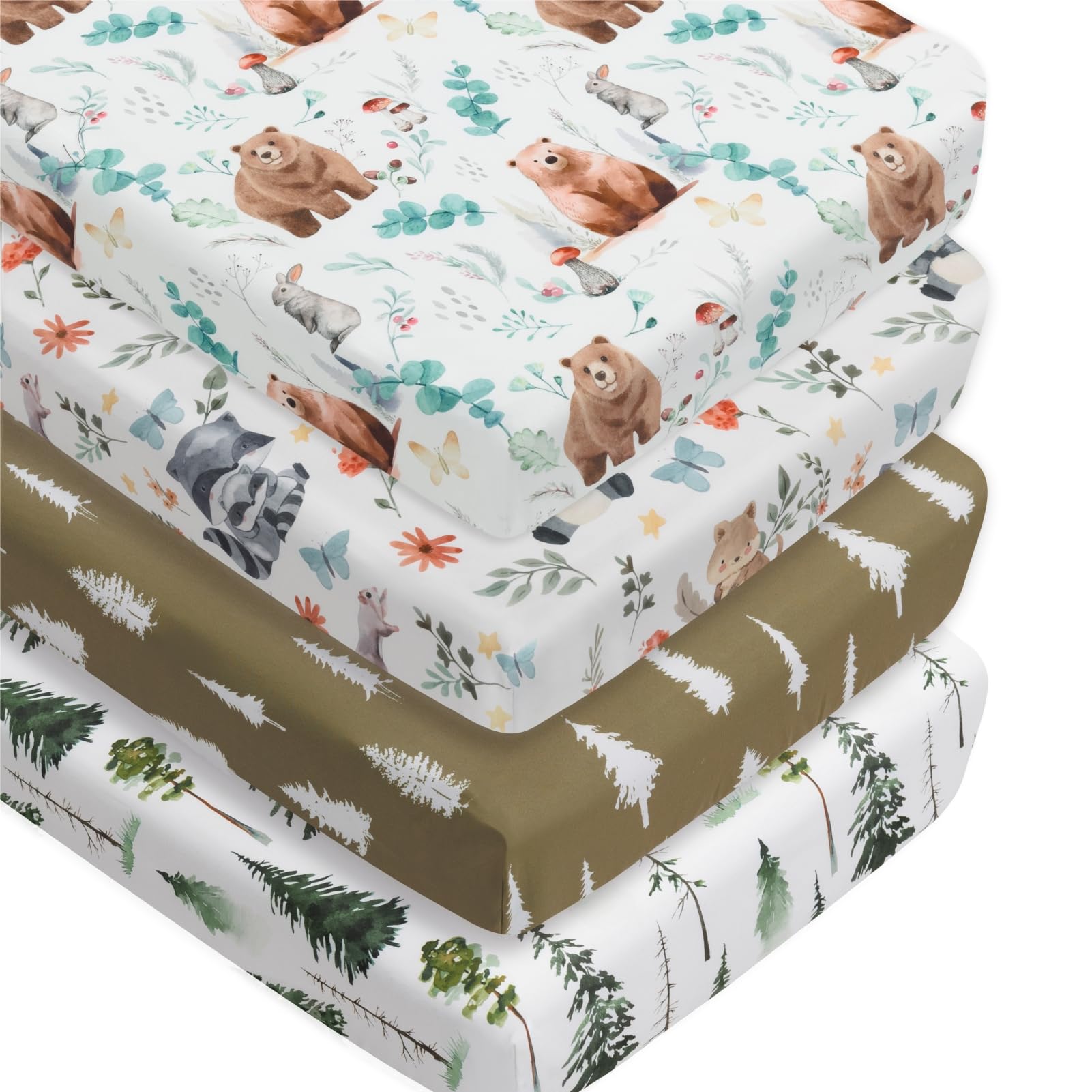 Jola's House woodland forest animals crib sheets close-up soft fabric for baby comfort