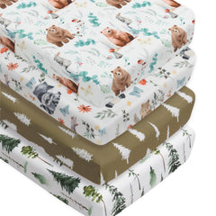 Jola's House woodland forest animals crib sheets close-up soft fabric for baby comfort