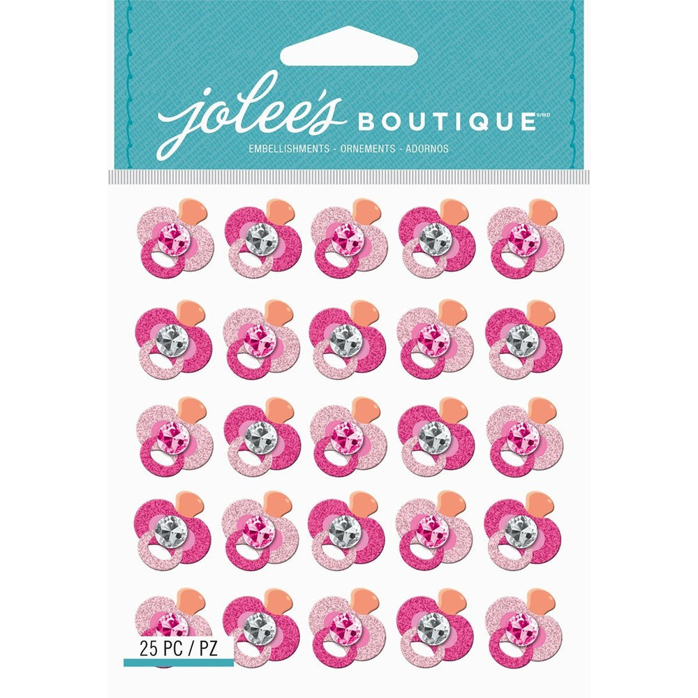 Jolee's Boutique Pink GLTTR Pacifier RPT BQ16 with glitter finish for party decor