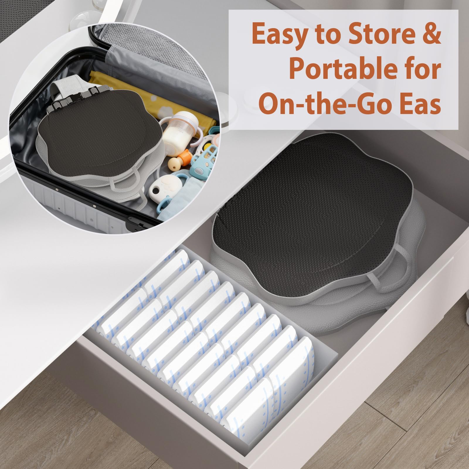 Jolensoy baby changing pad carrying handle makes on-the-go changes easier.