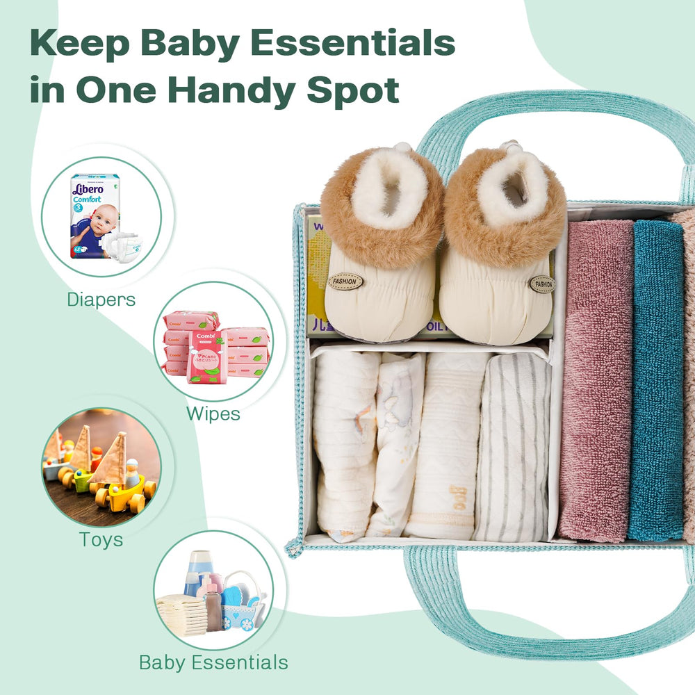 Jolensoy diaper caddy with adjustable dividers for organized newborn essentials.