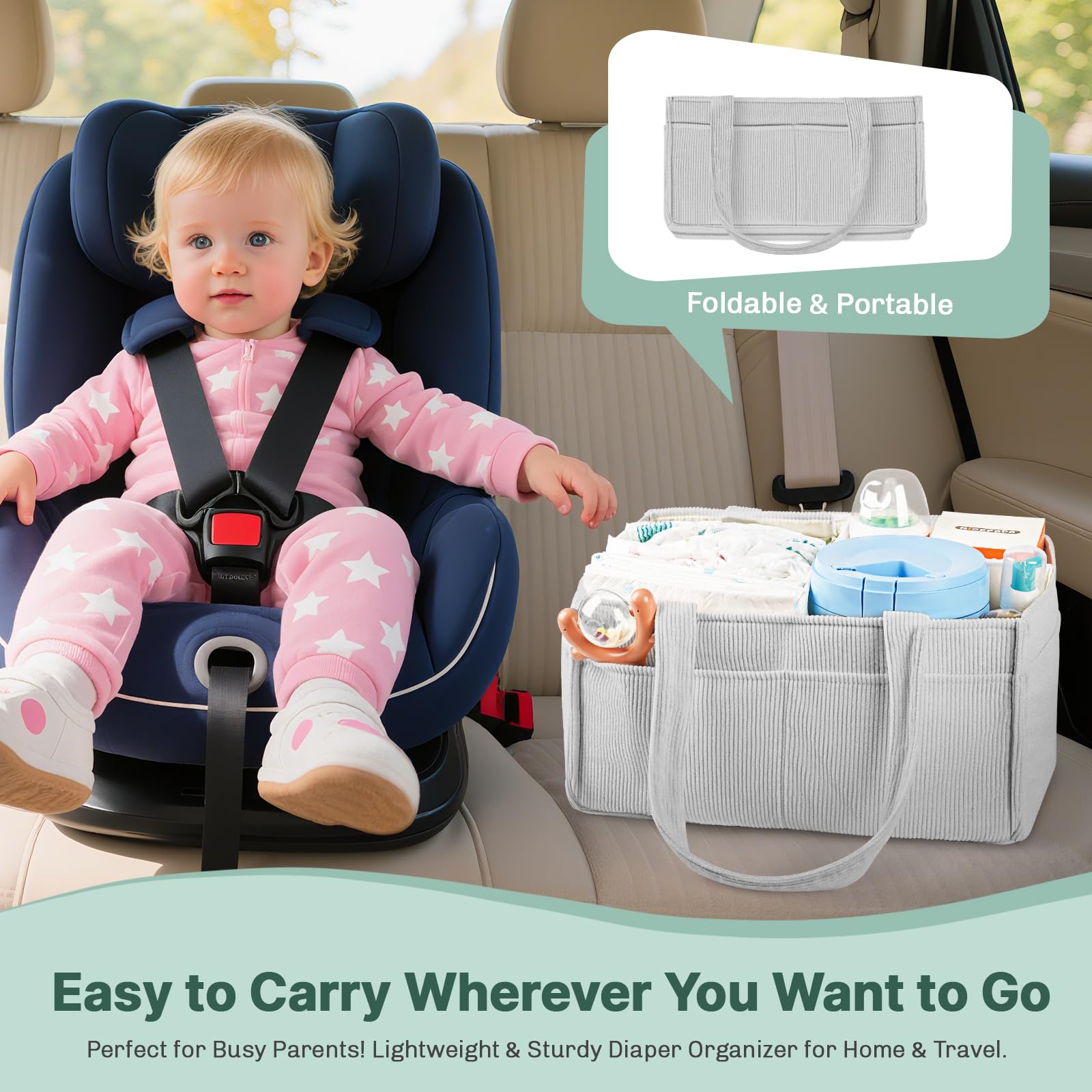 Jolensoy diaper caddy as a stylish baby shower gift basket
