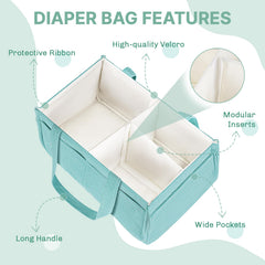 Jolensoy diaper caddy folds flat for compact storage and travel.