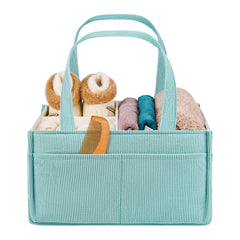 Jolensoy diaper caddy front view keeps essentials within reach at the changing station.