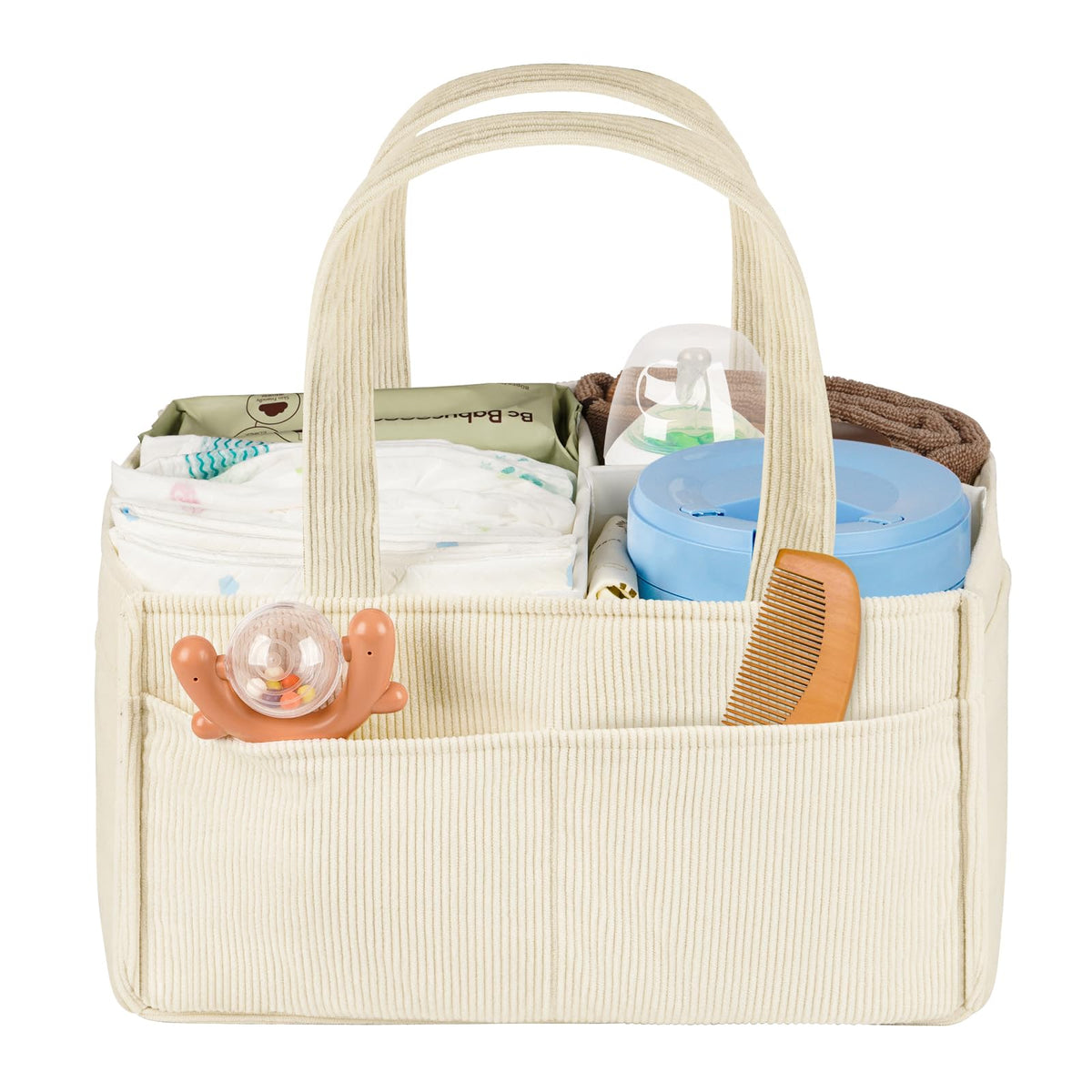 Jolensoy baby diaper caddy in beige keeps newborn essentials neatly organized at home