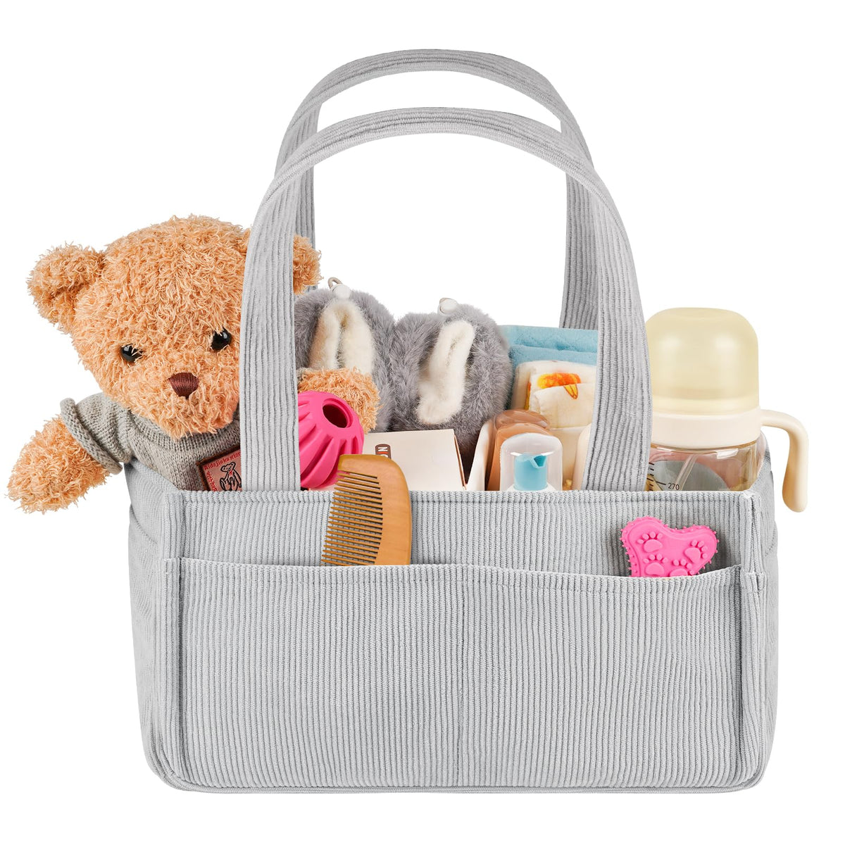 Jolensoy baby diaper caddy organizer in grey with foldable design for portability