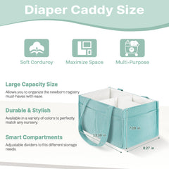 Jolensoy diaper caddy portable handle enables easy room-to-room moves.