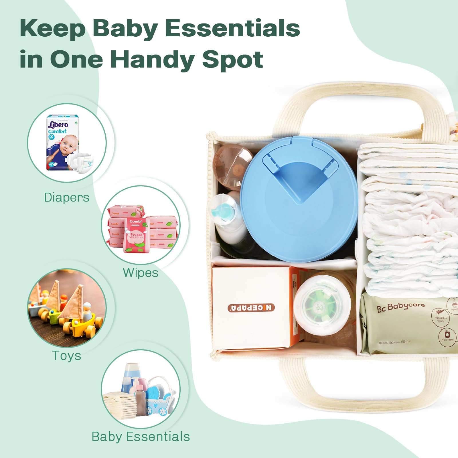Jolensoy foldable diaper bag organizer is easy to store and carry during travel