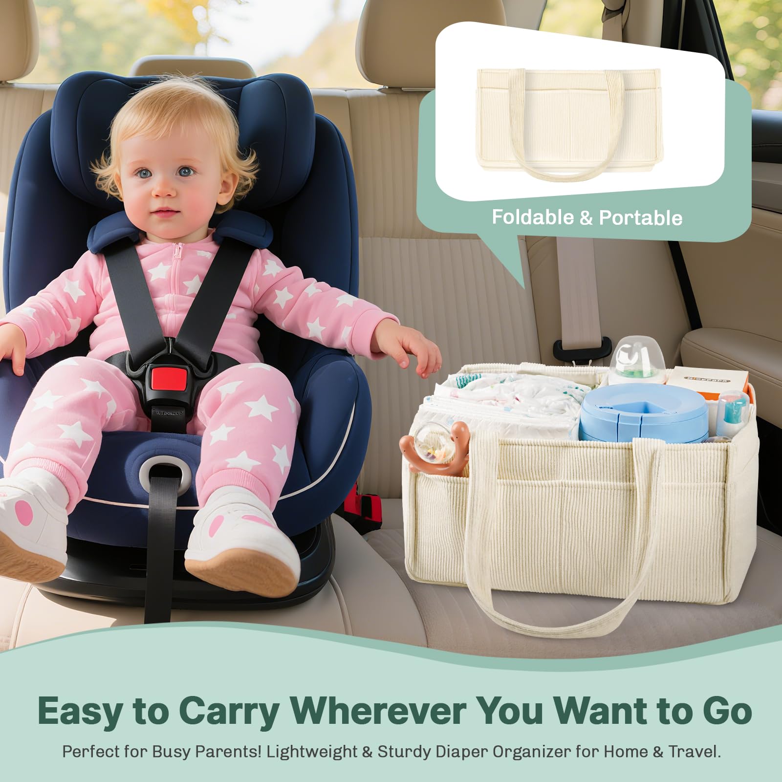 Jolensoy portable nursery storage keeps essentials organized anywhere you go